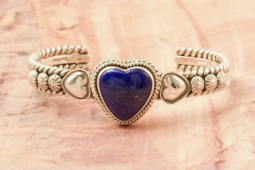 Artie Yellowhorse Genuine Blue Lapis Sterling Silver Heart Bracelet